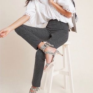 The Essential Slim Anthropologie Stretch Black Dotted Pull On Zip Pants
